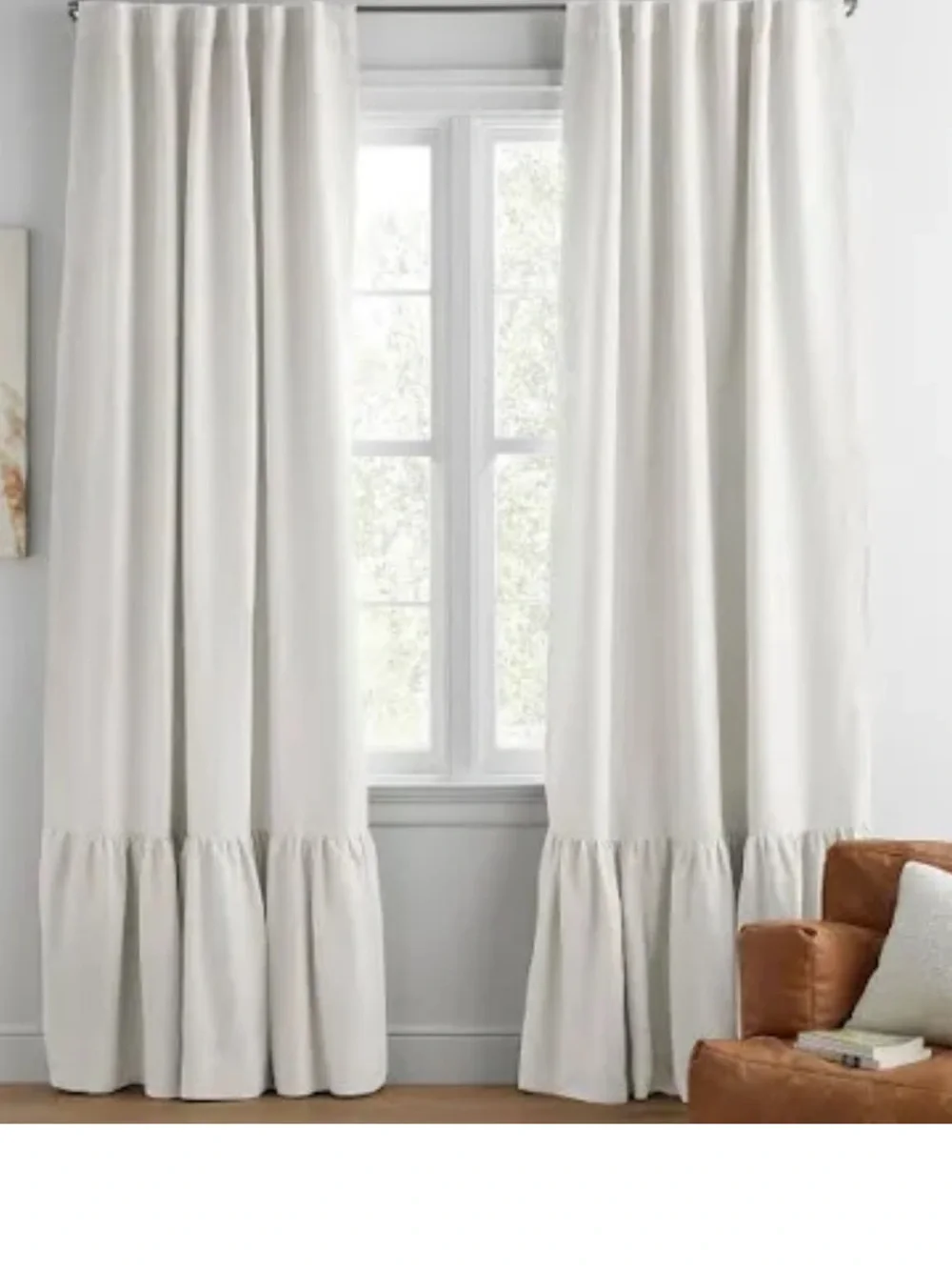PB TEEN WHITE Ruffle-Trim blackout Curtains (2)